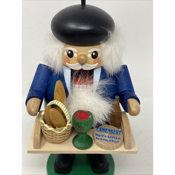 Richard Glasser Seiffen German Wooden Nutcracker French Man Wine & Cheese Bread - Picture 8 of 12